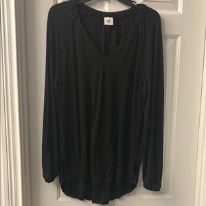 CAbi Black Relaxed Long Sleeve Blouse